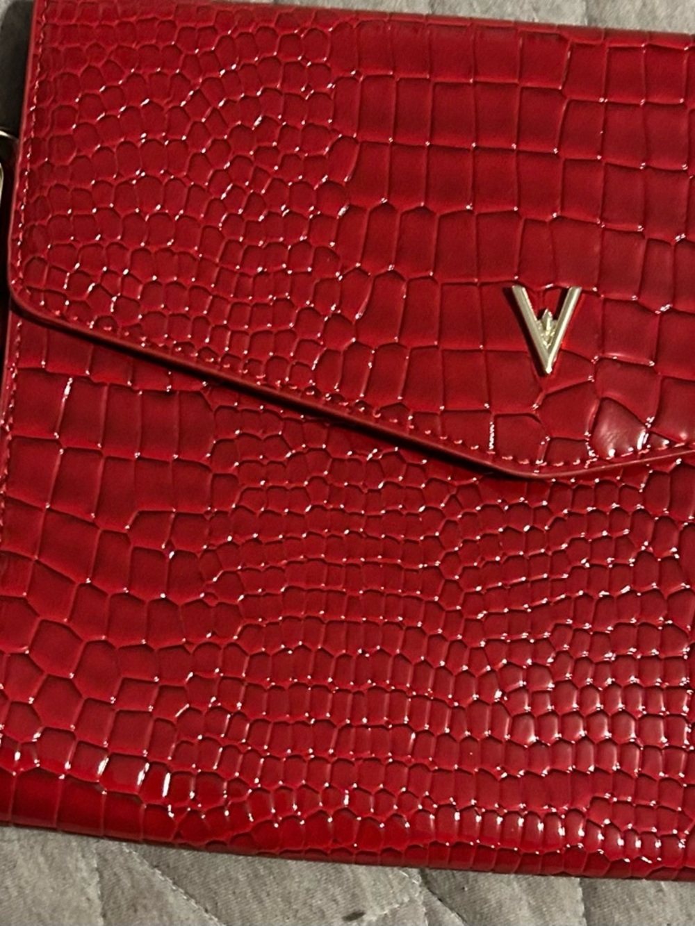 Vanessa Williams Red Croc-Embossed Women’s Envelope Clutch